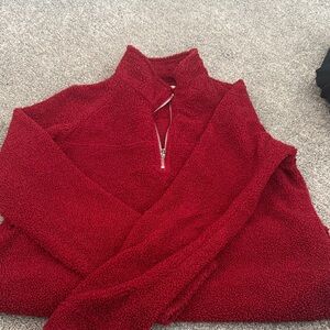 Cozy Red Half-Zip Women's Sweater